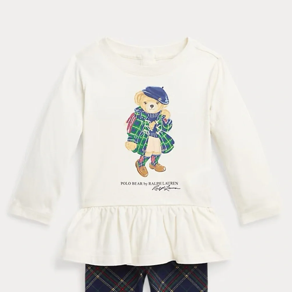 RALPH LAUREN Polo Bear Jersey Top Long Sleeve Ivory 24 months
